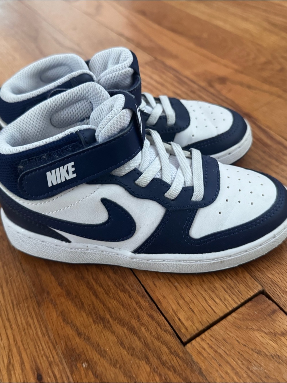 Nike Kids High-Top Sneakers in White and Navy